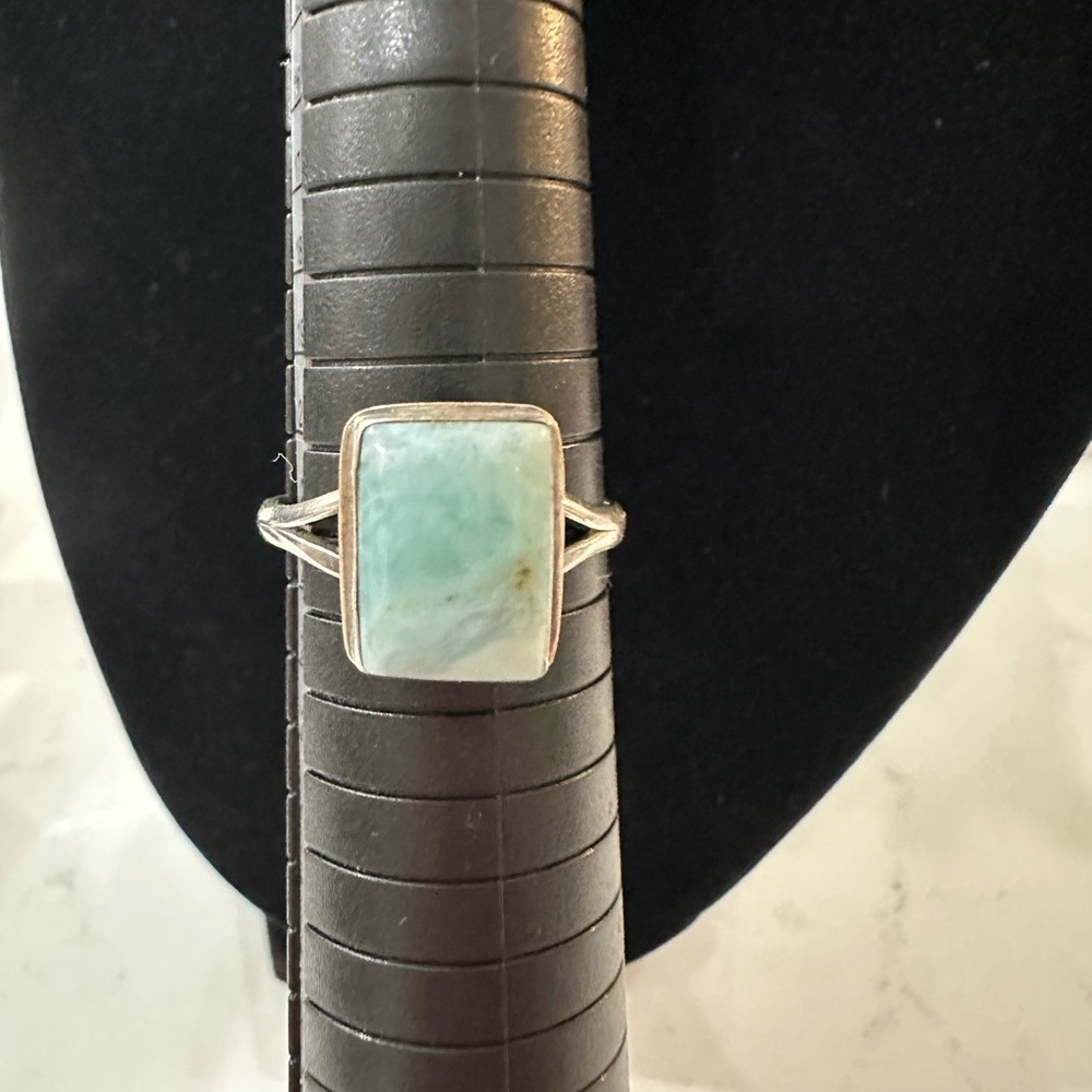 Sterling 925 Silver Larimar Ring Sz 9